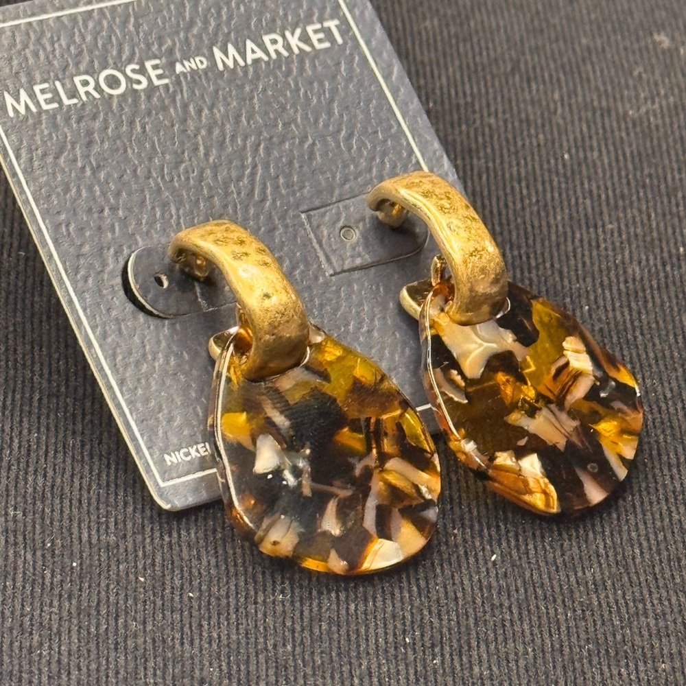 Melrose and Market Gold and Brown Hoop Earrings